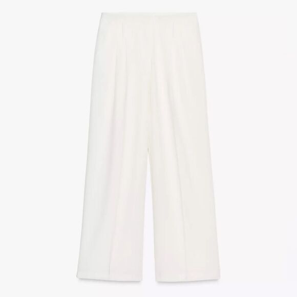 ZARA PLEATED WIDE LEG PANTS ECRU - Picture 5 of 7